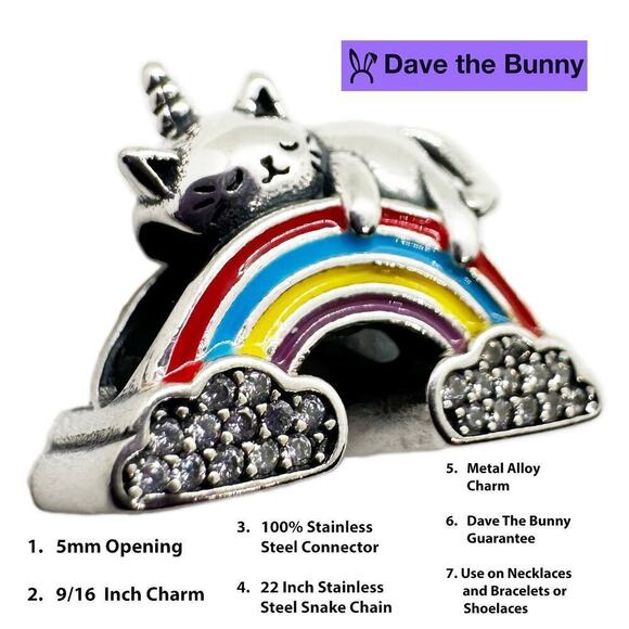 Cat Unicorn on Rainbow Necklace Pendant Jewelry - Picture 2 of 7